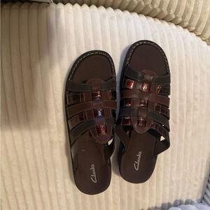 Clarks Brown Patty Agnes Slip-On Sandals